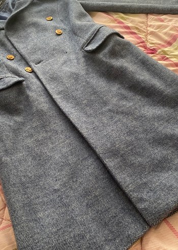 Düğmeli Gri Kadın Midi Kaban - Görsel 2