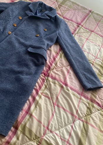 Düğmeli Gri Kadın Midi Kaban - Görsel 4