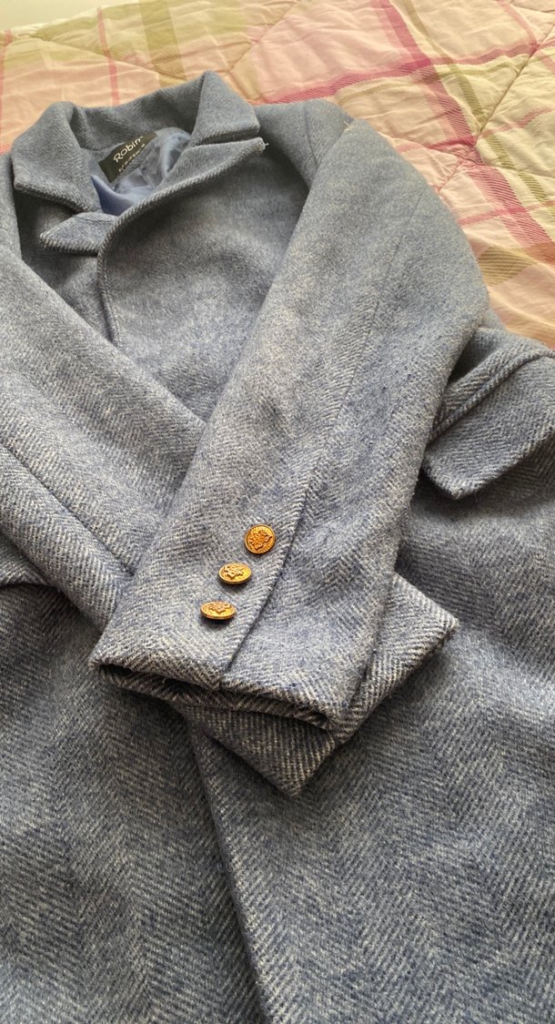 Düğmeli Gri Kadın Midi Kaban - Görsel 5