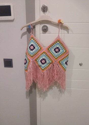 Bohem Örgü Askılı crop - Görsel 2