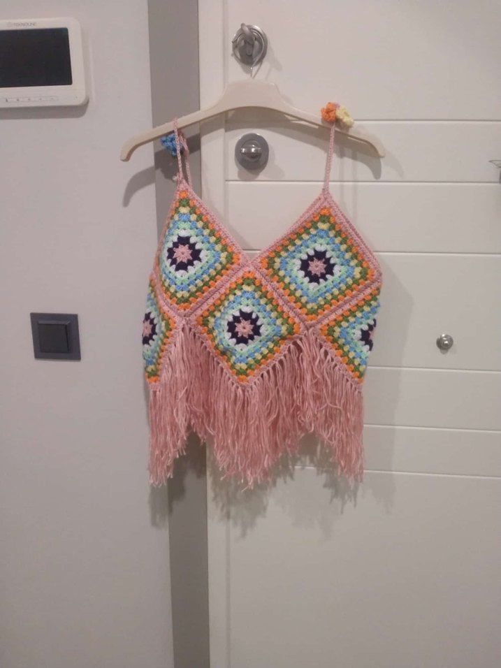 Bohem Örgü Askılı crop - Görsel 2