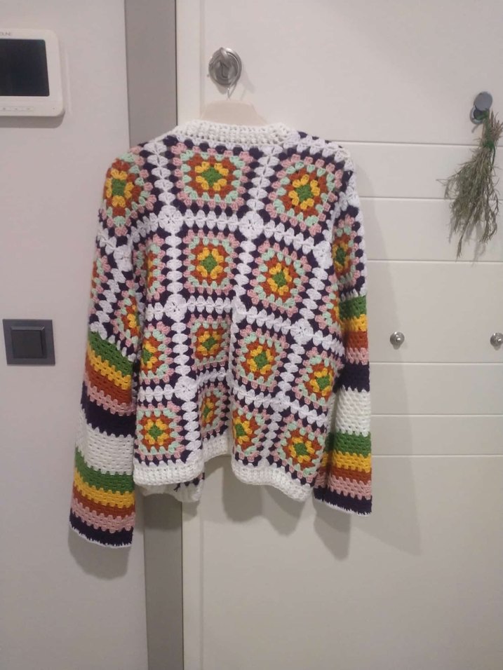 Bohem Çok Renkli Örgü Hırka - Görsel 2