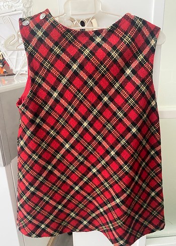 Kareli Kolsuz Kız Çocuk Elbise - Görsel 3