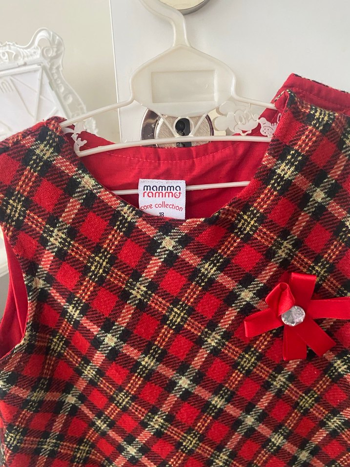 Kareli Kolsuz Kız Çocuk Elbise - Görsel 2