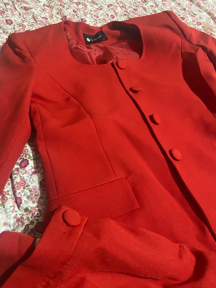 Klasik Kırmızı Kadın İki Parça Takım - Görsel 5