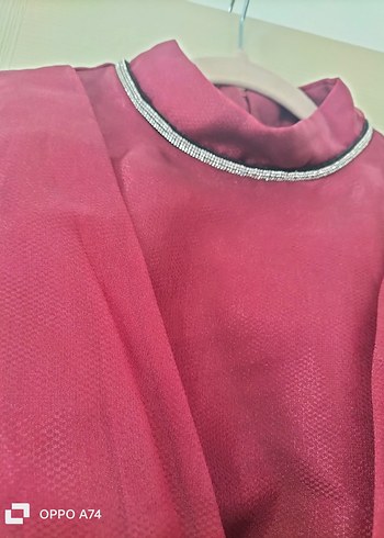 Bordo Uzun Kollu Yüksek Yaka Kadın Elbise - Görsel 6