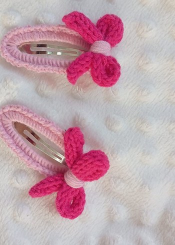 Pembe Nakışlı Fiyonk Detaylı Çocuk Toka Seti - Görsel 2