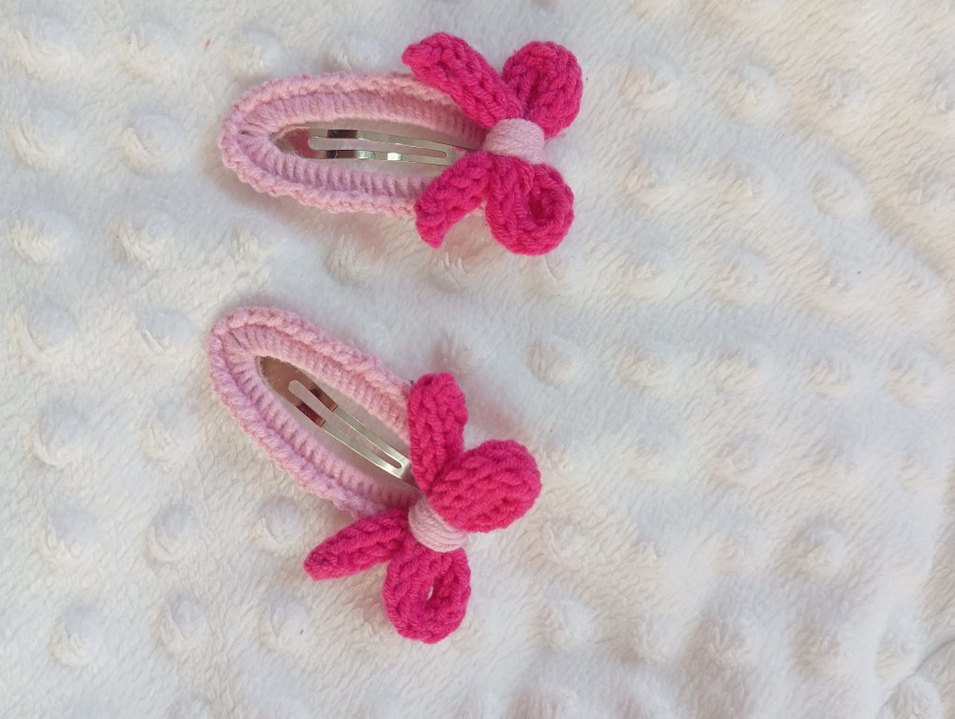 Pembe Nakışlı Fiyonk Detaylı Çocuk Toka Seti - Görsel 2