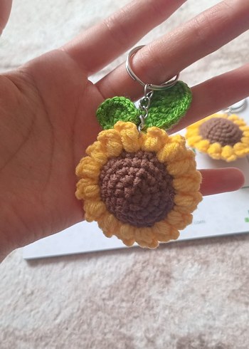 Sarı Örgü Ayçiçeği Anahtarlık - Görsel 2