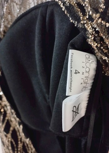 Gold  Dantel Detaylı Uzun Abiye Elbise - Görsel 13