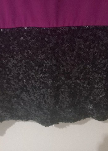 Siyah Üst Detaylı Mor Uzun Abiye Elbise - Görsel 5