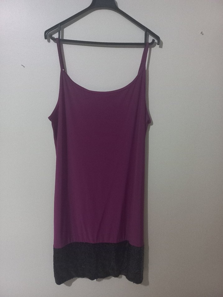 Siyah Üst Detaylı Mor Uzun Abiye Elbise - Görsel 4