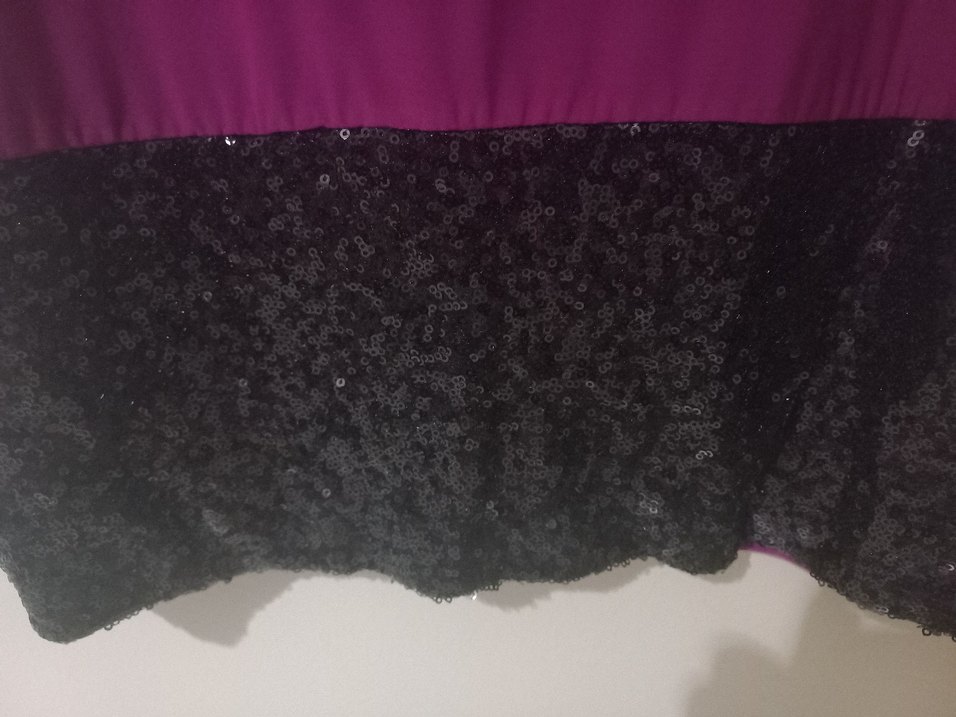 Siyah Üst Detaylı Mor Uzun Abiye Elbise - Görsel 5