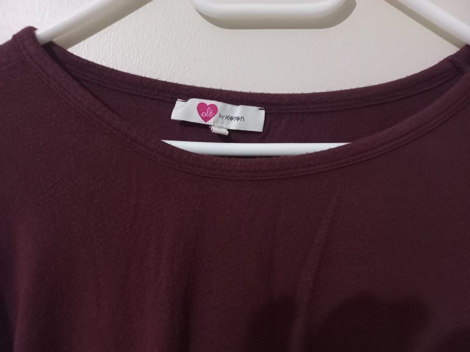 Bordo Uzun Kollu Basic Kadın Bluz - Görsel 2