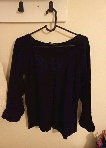 adL Siyah Düğmeli Kadın Hırka - Görsel 4