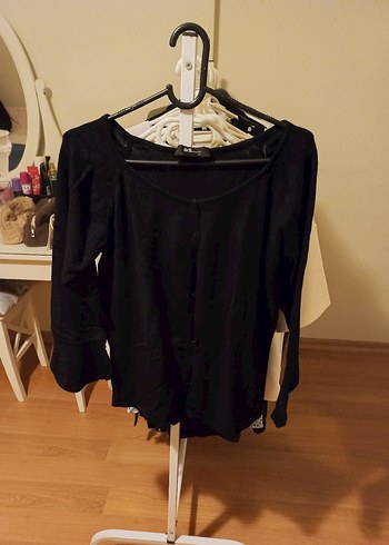 adL Siyah Düğmeli Kadın Hırka - Görsel 3