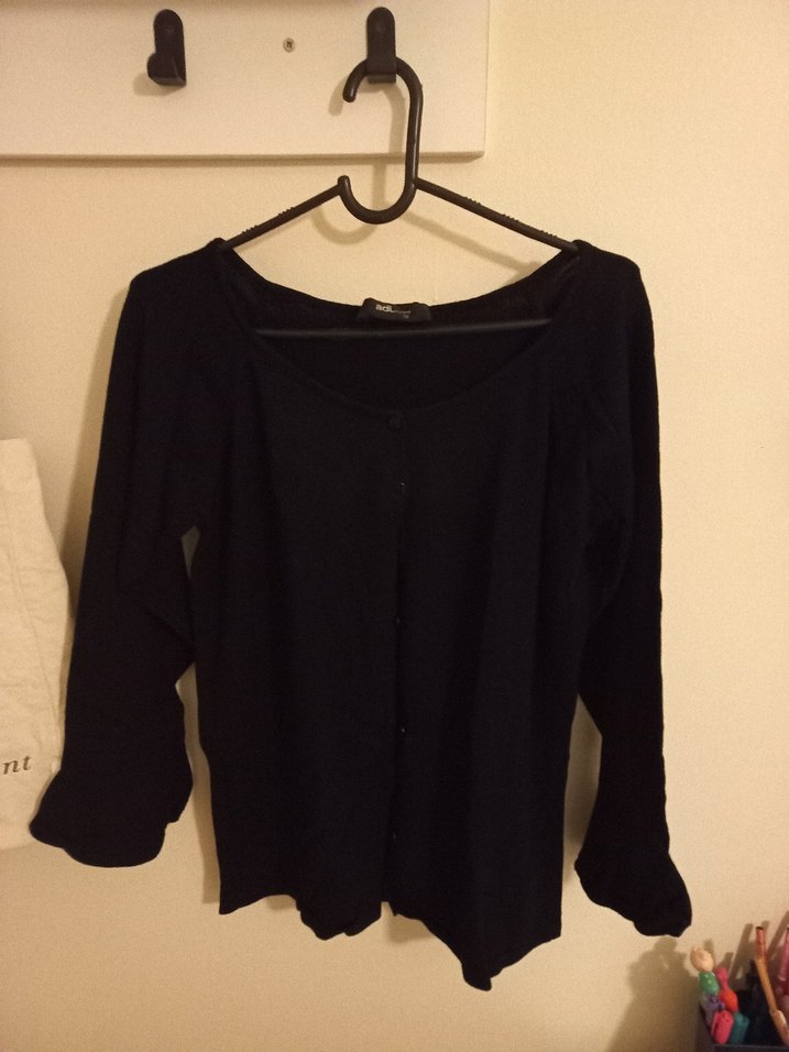 adL Siyah Düğmeli Kadın Hırka - Görsel 4