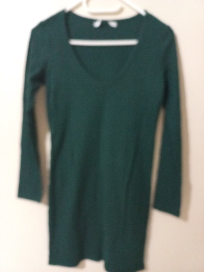 Yeşil V Yaka Uzun Kollu Midi Tunik - Görsel 2