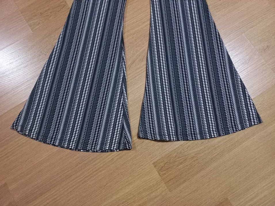 Siyah ve bej çizgili Kadın Kumaş Pantolon - Görsel 5