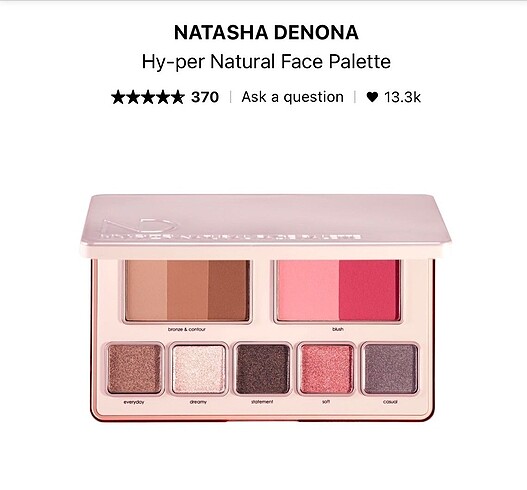 Natasha denona hyper natural yüz paleti