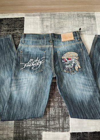 xs Beden lacivert Renk Ed Hardy orijinal vintage Hip hop jean