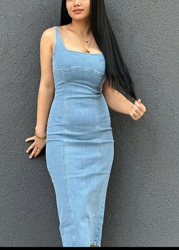 Mavi Denim Uzun Boy Elbise
