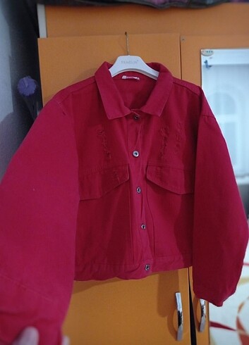 Keten kirmizi ceket - Görsel 2