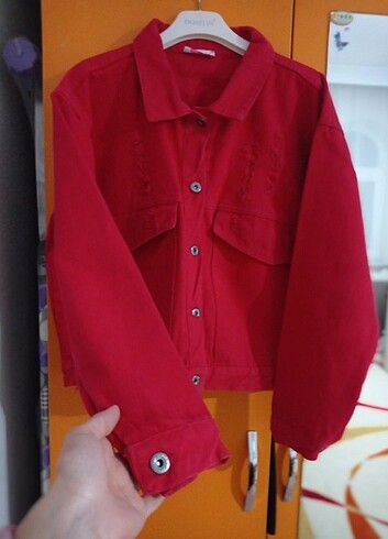 Keten kirmizi ceket - Görsel 4