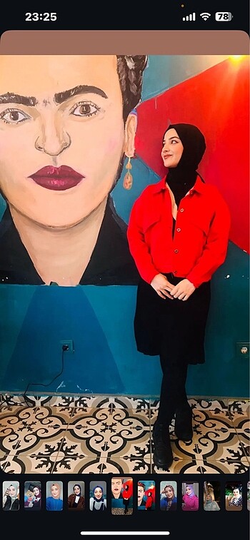 Keten kirmizi ceket - Görsel 11