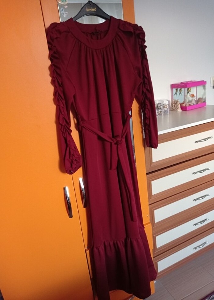 Bordo elbise  - Görsel 4