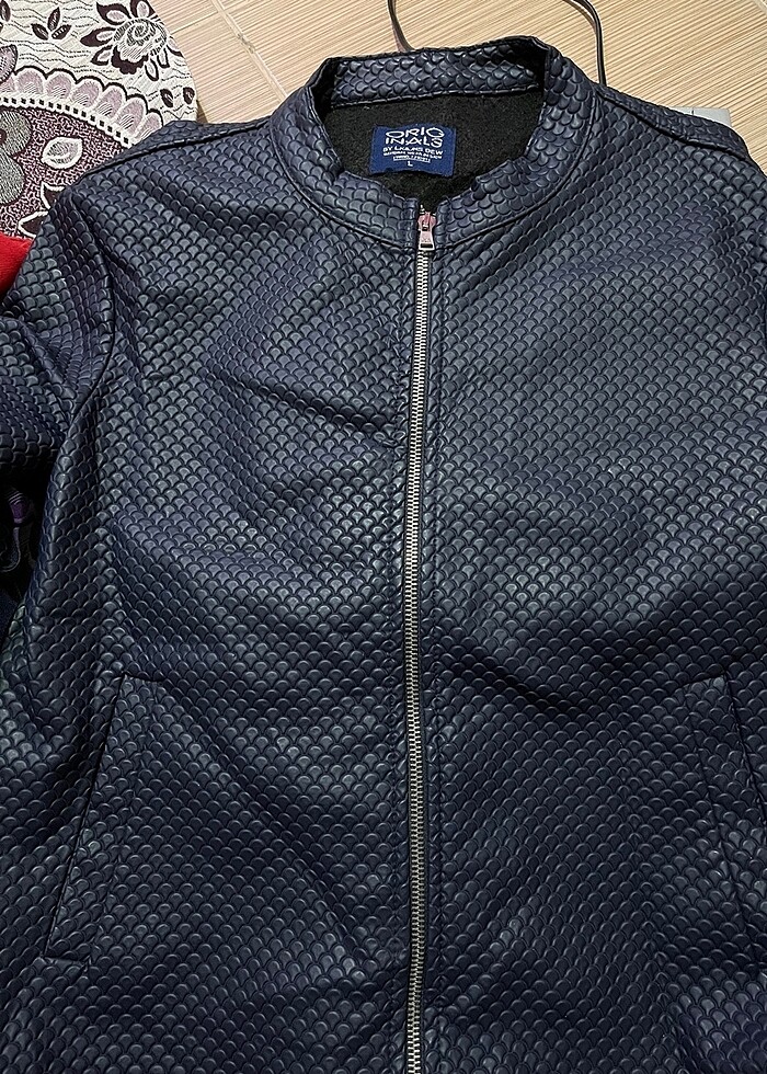 Lacivert deri mont - Görsel 4