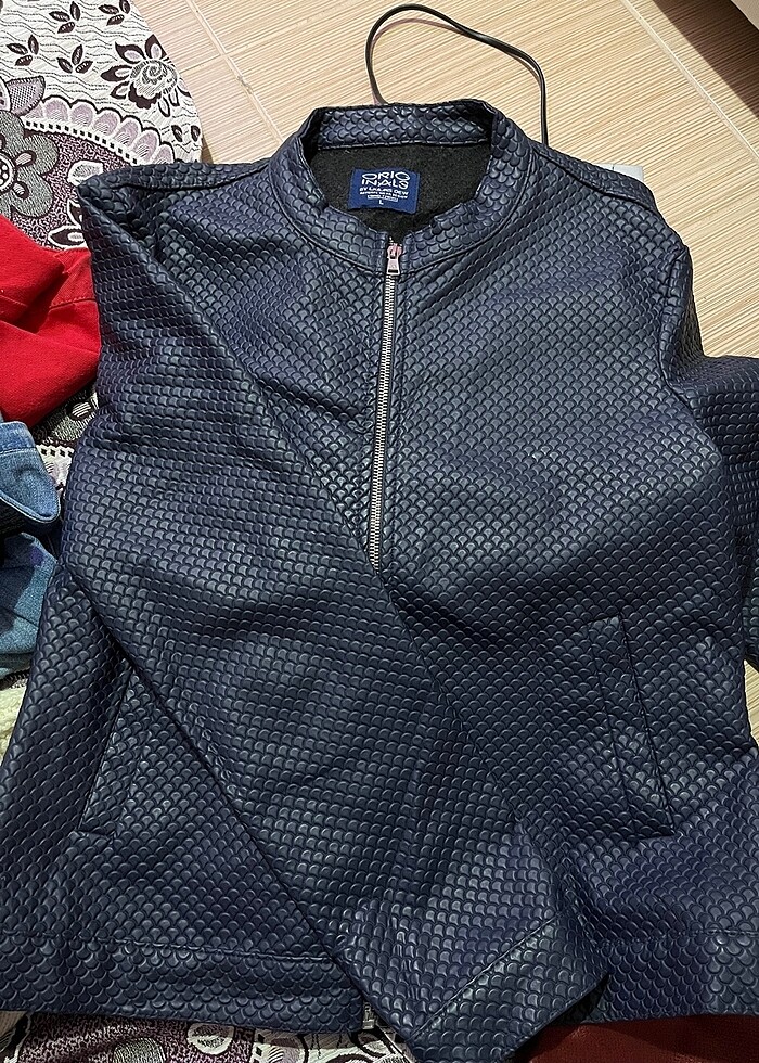 Lacivert deri mont - Görsel 3