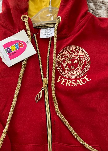 Kız Çocuk Kapüşonlu Kırmızı Fermuarlı Sweatshirt - Görsel 2