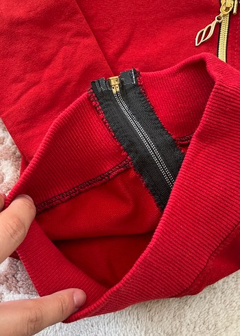 Kız Çocuk Kapüşonlu Kırmızı Fermuarlı Sweatshirt - Görsel 5