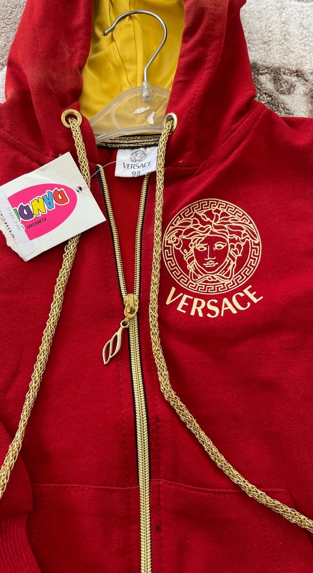 Kız Çocuk Kapüşonlu Kırmızı Fermuarlı Sweatshirt - Görsel 2