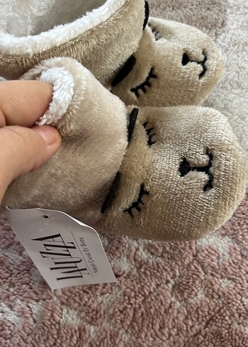 Kız ve erkek Çocuk Örgü Sıcak Kahverengi Ev Terliği panduf - Görsel 3