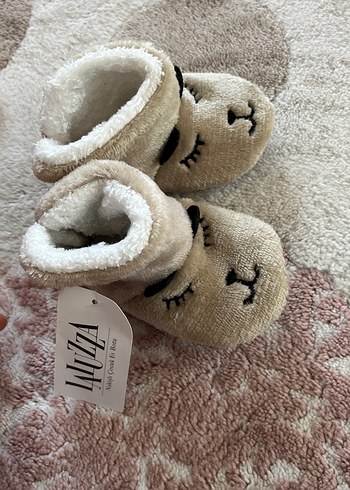 Kız ve erkek Çocuk Örgü Sıcak Kahverengi Ev Terliği panduf - Görsel 2