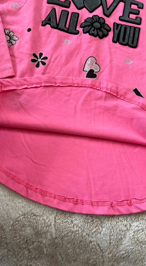 Kız Çocuk Pembe Uzun Kollu Pul İşlemeli Tişört - Görsel 5