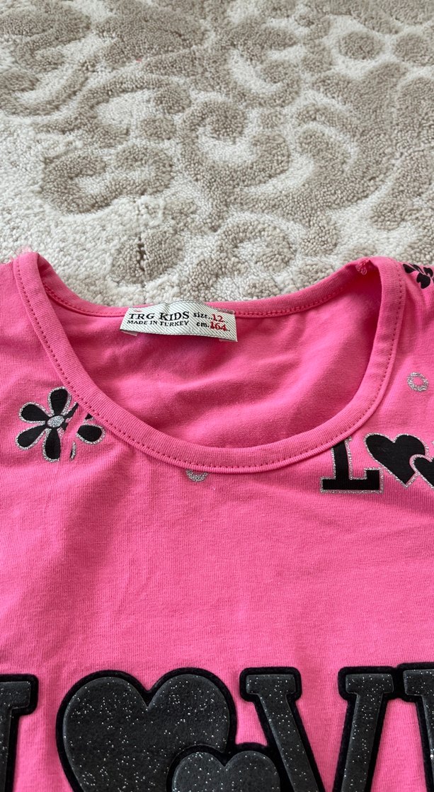 Kız Çocuk Pembe Uzun Kollu Pul İşlemeli Tişört - Görsel 4