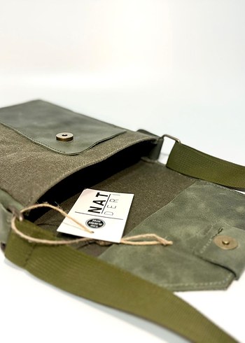 Hakiki Deri & Kumaş Unisex Omuz Çantası - Görsel 4