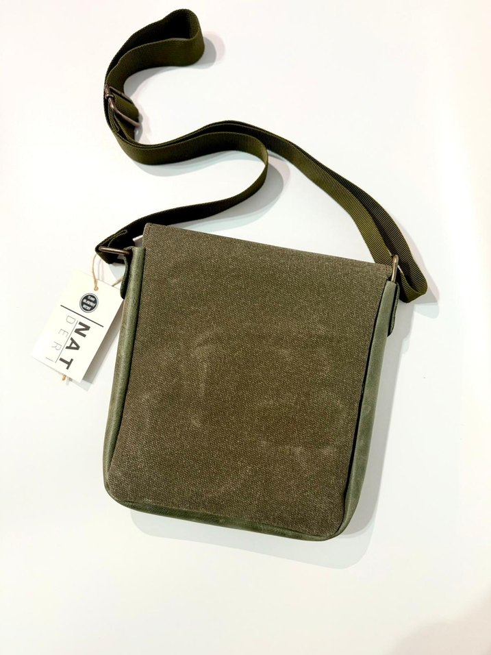 Hakiki Deri & Kumaş Unisex Omuz Çantası - Görsel 5