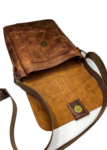 Hakiki Deri Taba Omuz Çantası Unisex - Görsel 5