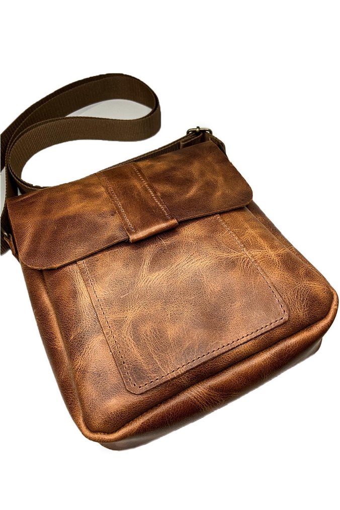 Hakiki Deri Taba Omuz Çantası Unisex - Görsel 3