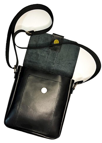 Hakiki Deri Siyah Unisex Omuz Çantası - Görsel 3