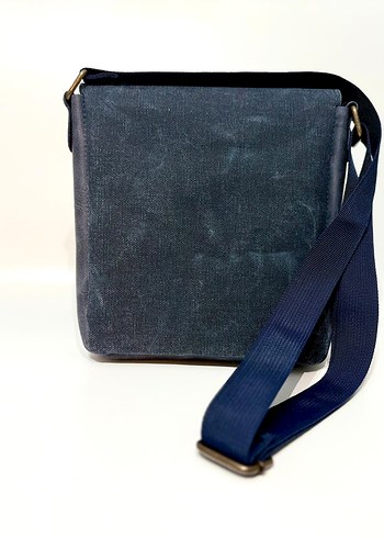 Mavi Hakiki Deri & Kumaş Unisex Omuz Çantası - Görsel 5