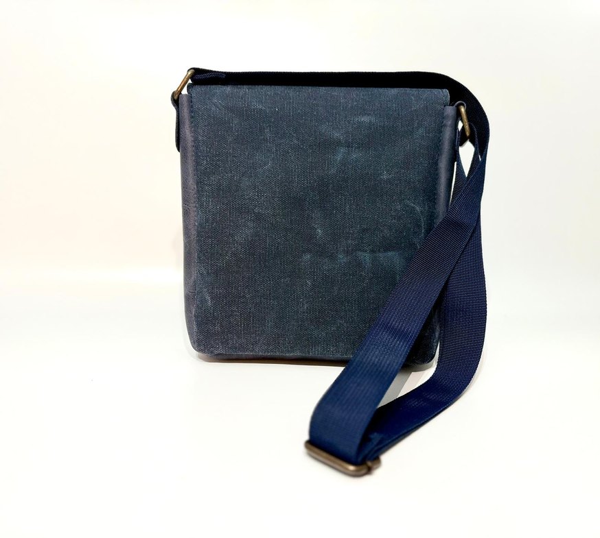 Mavi Hakiki Deri & Kumaş Unisex Omuz Çantası - Görsel 5