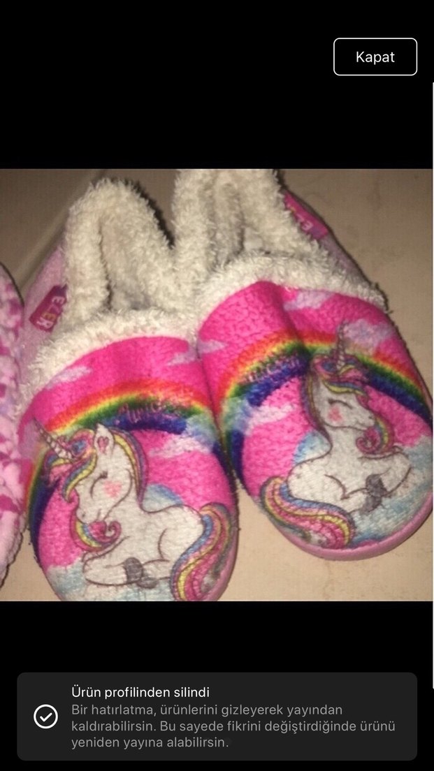 Kızlar için Renkli Unicorn Desenli Sıcak Terlik - Görsel 2