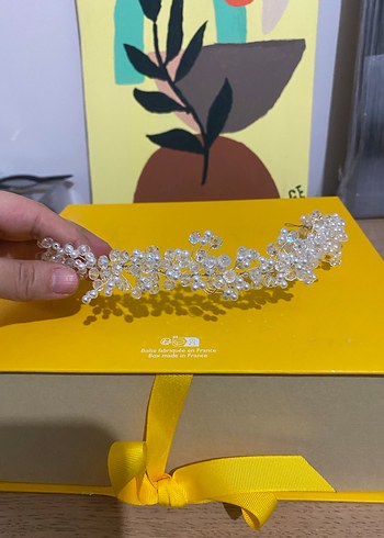 Boncuk Detaylı Beyaz Kadın Saç Aksesuarı - Görsel 3