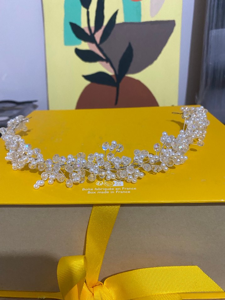 Boncuk Detaylı Beyaz Kadın Saç Aksesuarı - Görsel 2