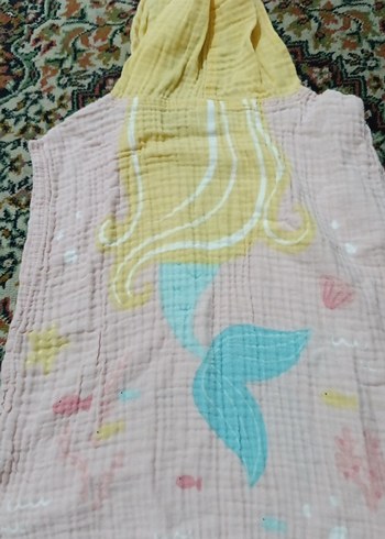 Çocuklar için Çok Renkli Müslin Panço - Görsel 2